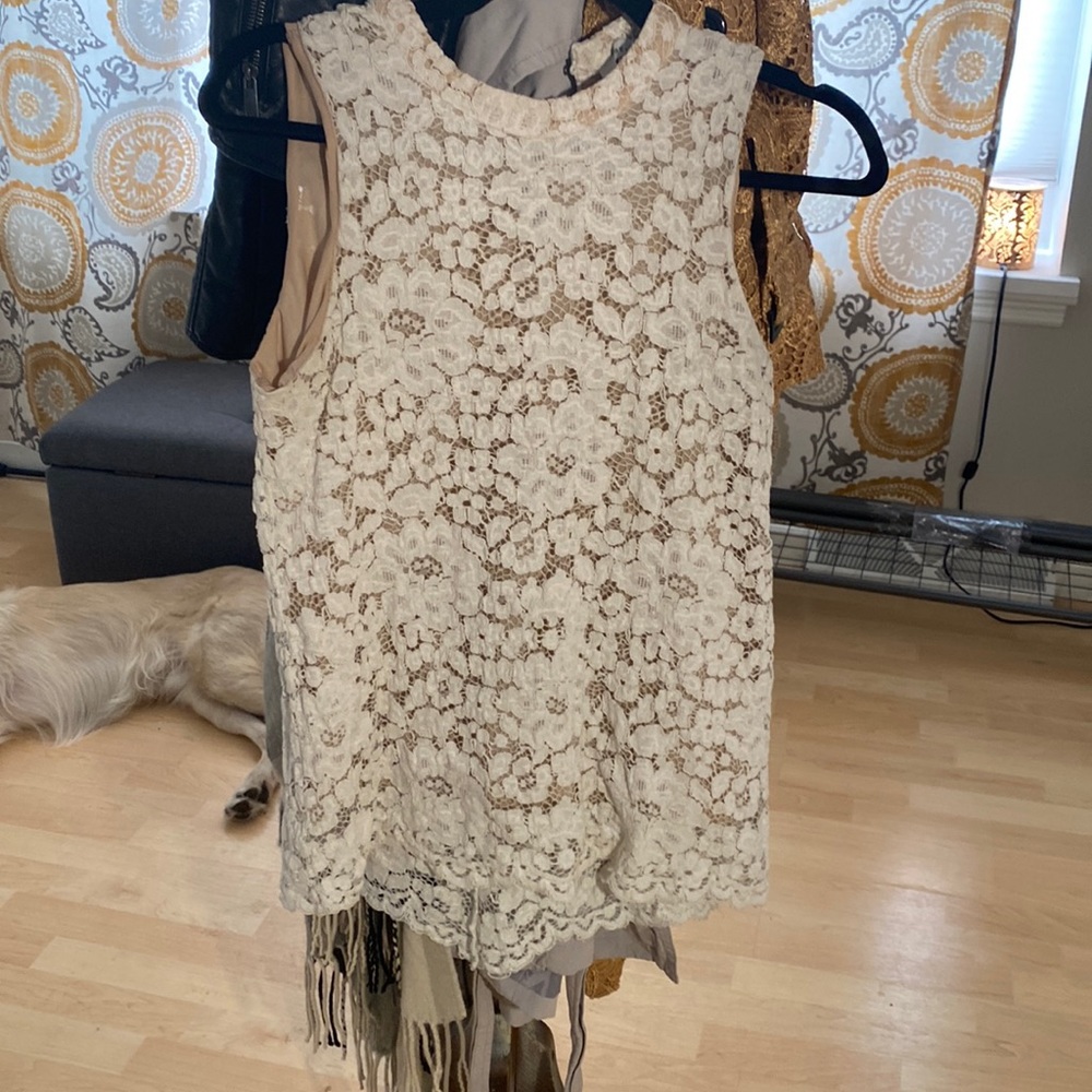 Rose and olive lace top